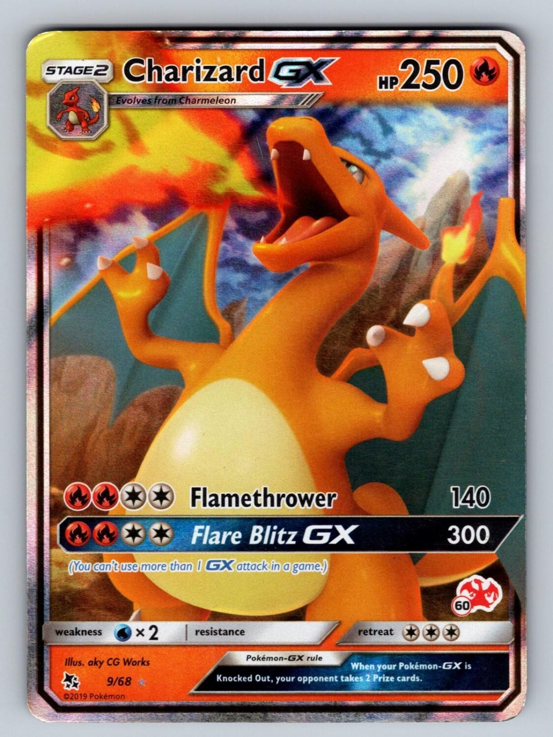 Charizard GX - 9/68 #60 Charizard Stamped 009/068 MP Holo Battle Academy T03084