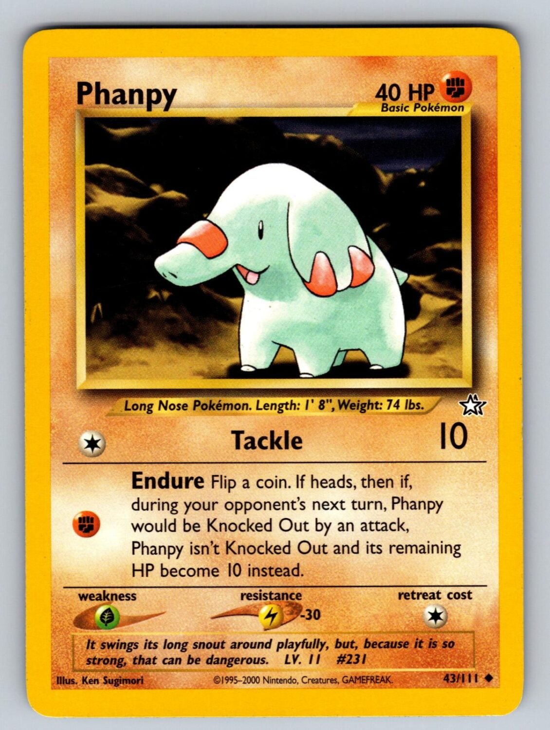 Phanpy 43/111 LP Neo Genesis UC Pokemon Unlimited T02854