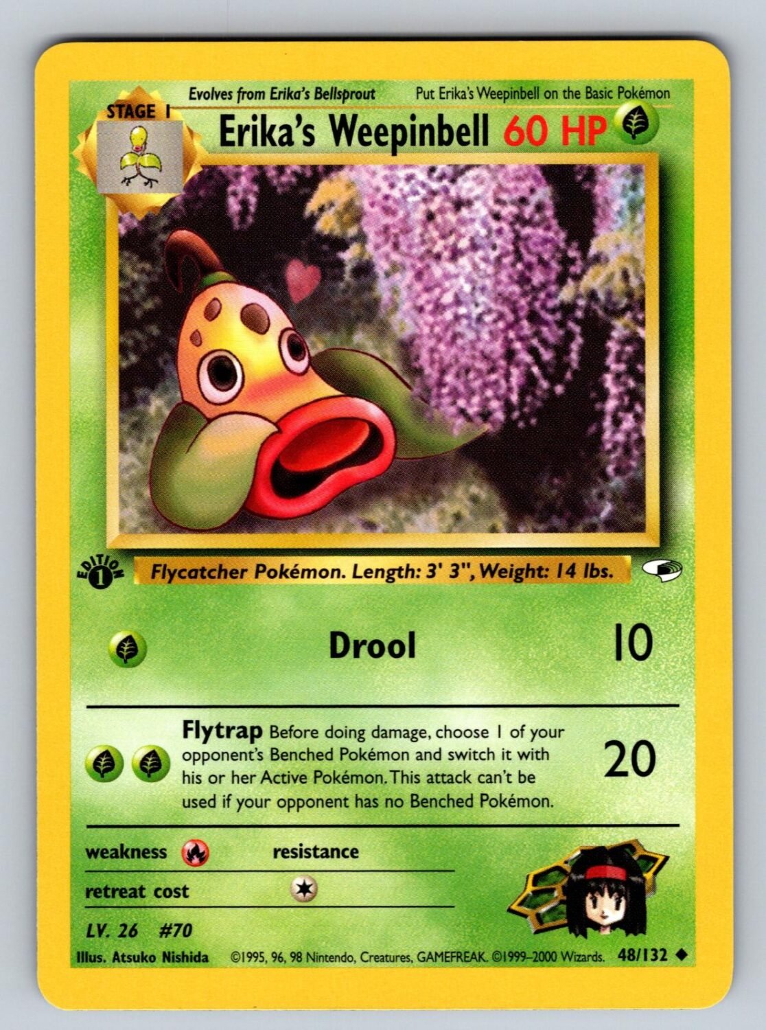 Erika's Weepinbell 48/132 NM/M Gym Heroes UC Pokemon 1st Edition T01898