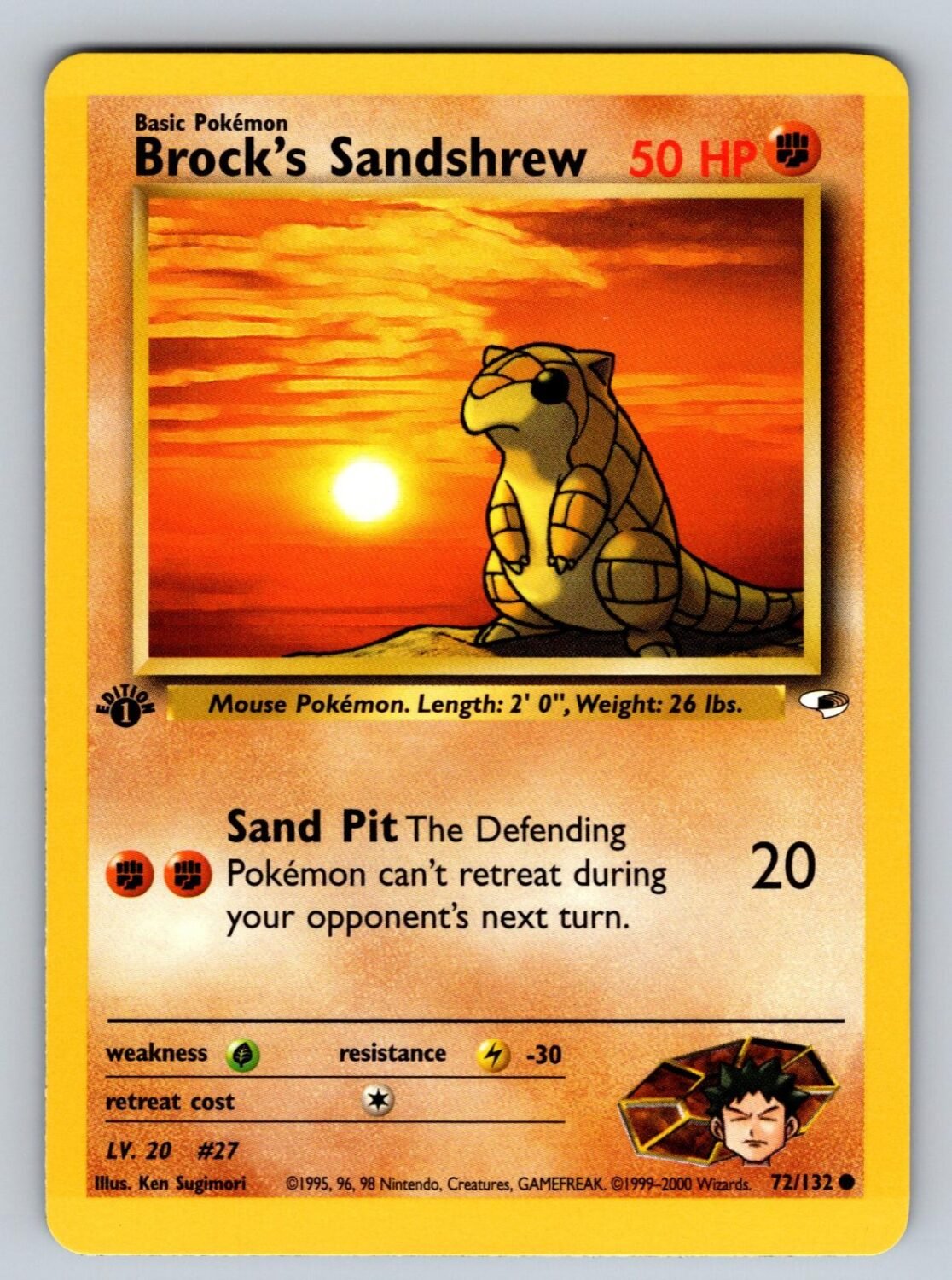 Brock's Sandshrew 72/132 NM/M Gym Heroes C Pokemon 1st Edition T01891