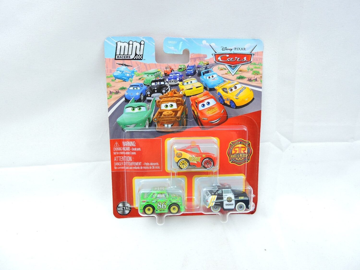 Brand New and Sealed Disney Pixar Cars Mini Racers Chick Hicks, Lightning McQueen and Sheriff