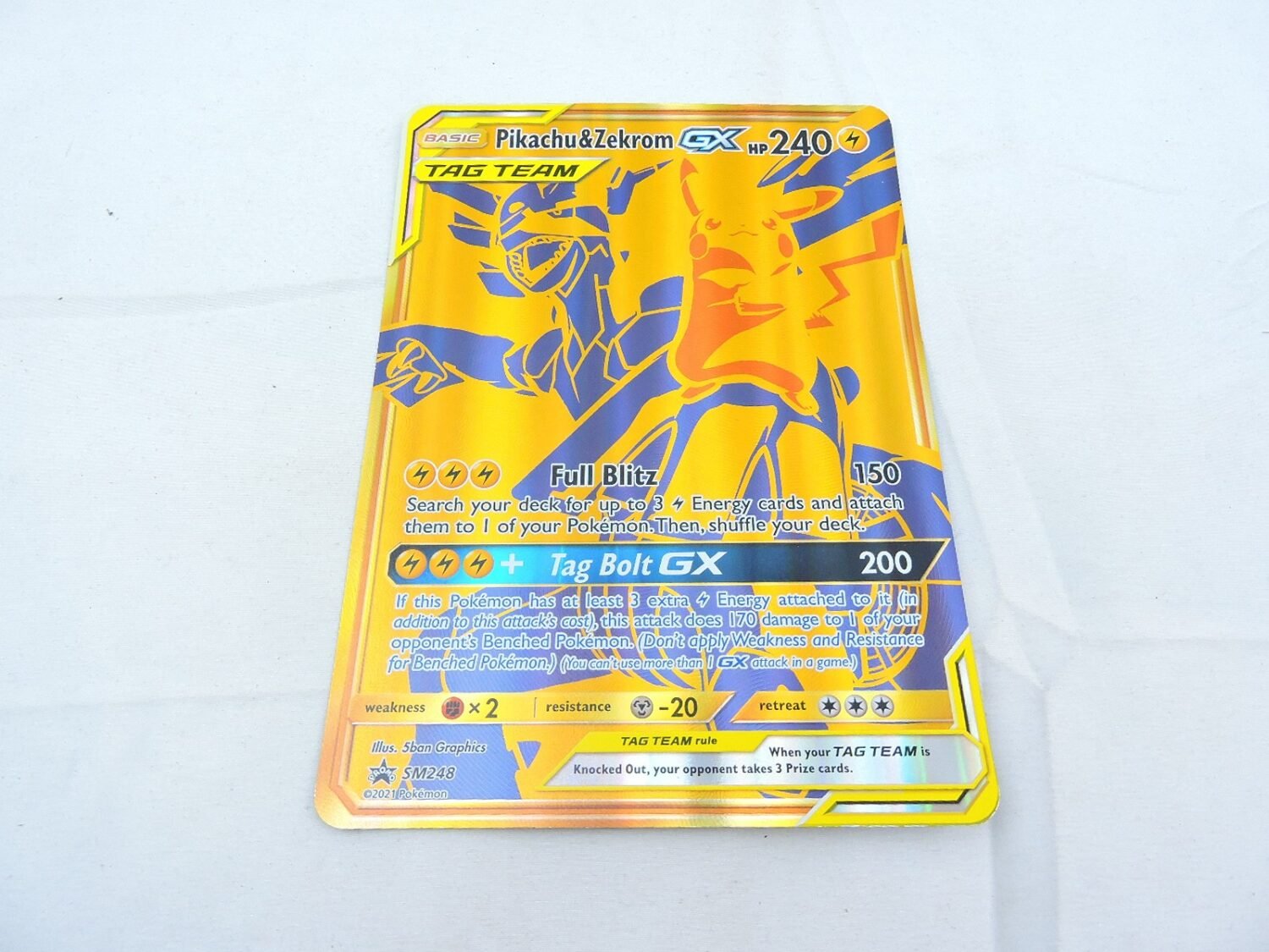 Like New Pokemon TCG Pikachu & Zekrom GX Black Star Promo SM248 Jumbo Card