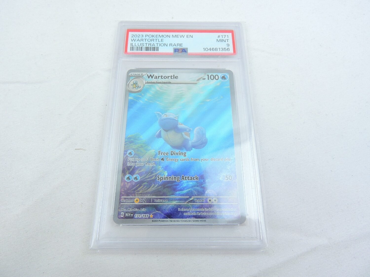 Like New PSA Graded Pokemon TCG Wartortle Full Art 171/165 (9.0)