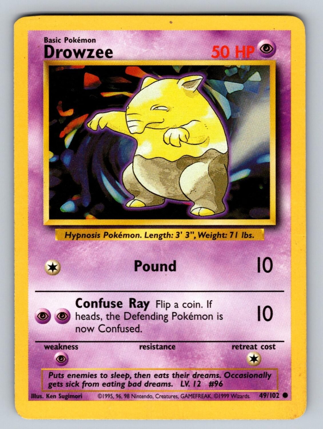 Drowzee 49/102 LP Base Set Unlimited C Pokemon T02844
