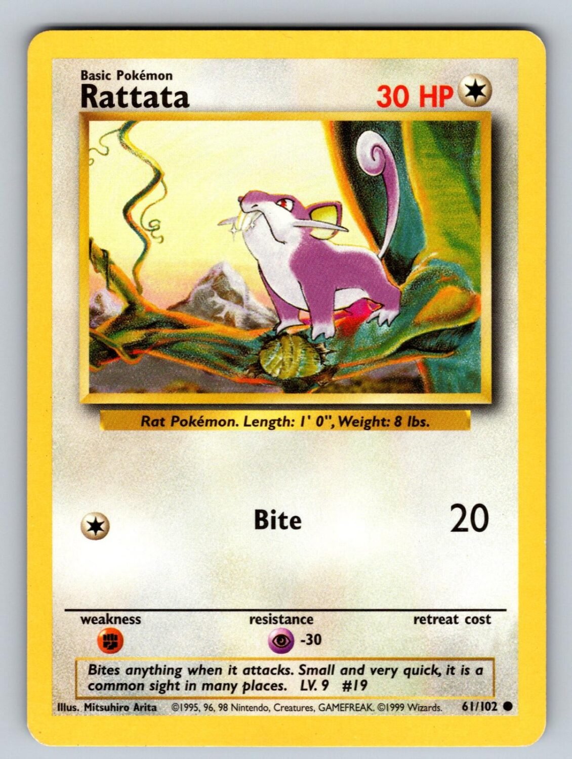 Rattata 61/102 LP Base Set Unlimited C Pokemon T02795