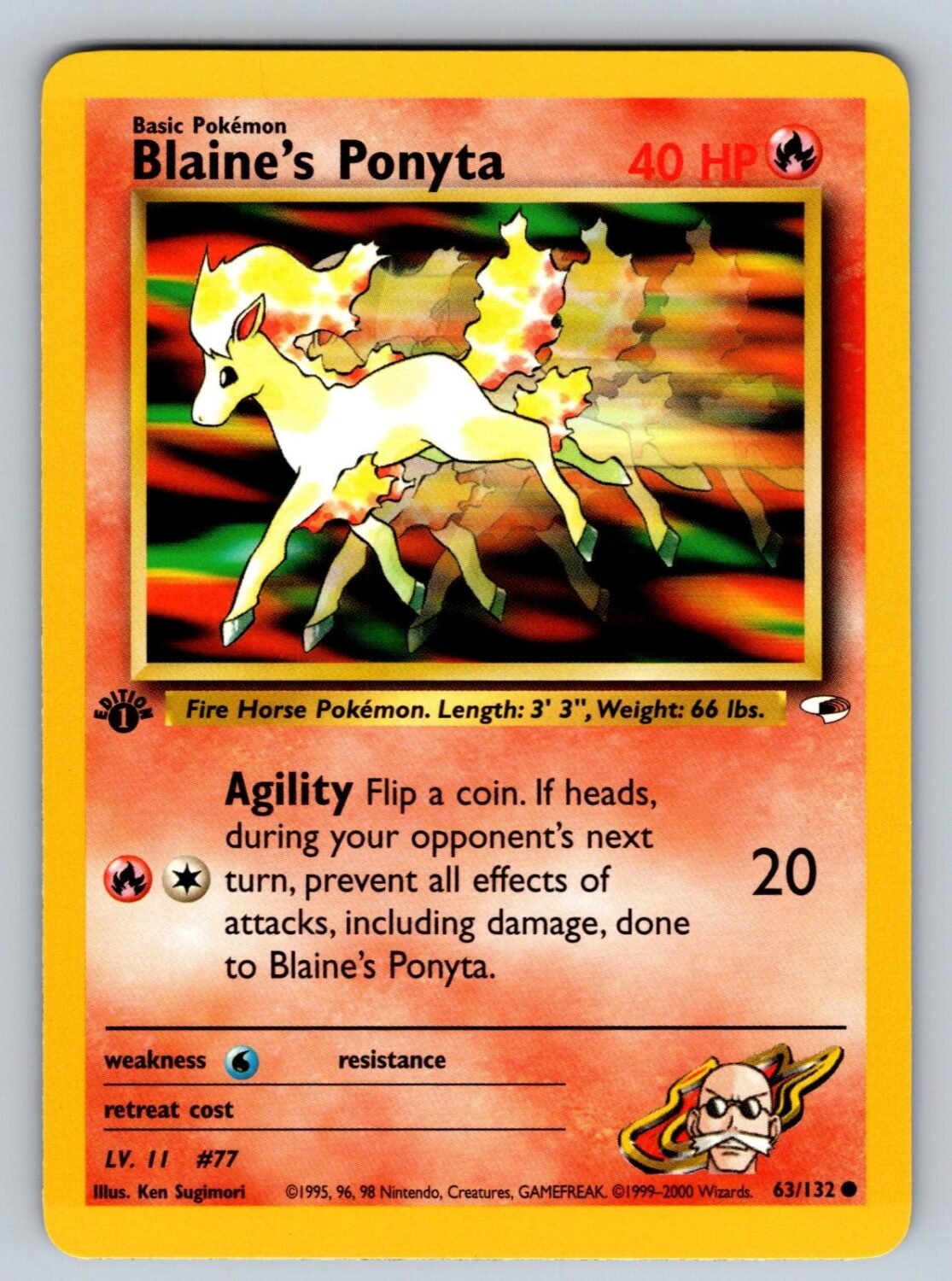Blaine's Ponyta 63/132 NM/M Gym Heroes C Pokemon 1st Edition T01905