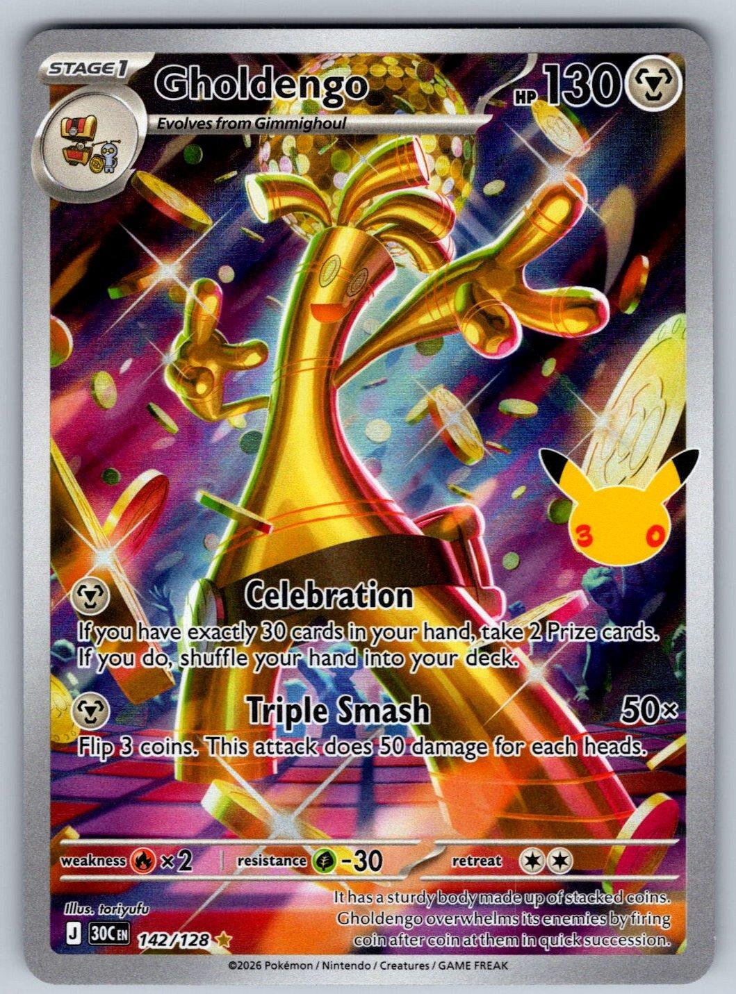 Gholdengo 142/128 NM/M ME: 30th Celebration IR Pokemon Holo T00525