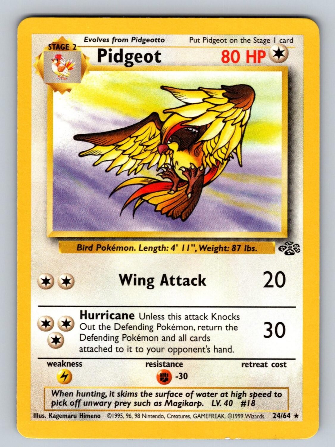 Pidgeot 24/64 LP Jungle R Pokemon Unlimited T01142