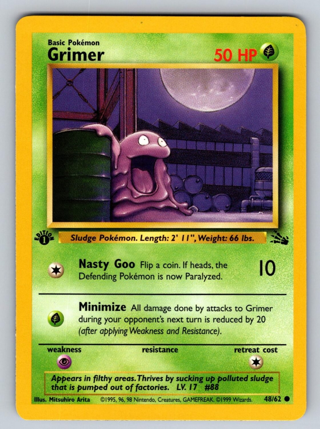 Grimer 48/62 NM/M Fossil C Pokemon 1st Edition T01094