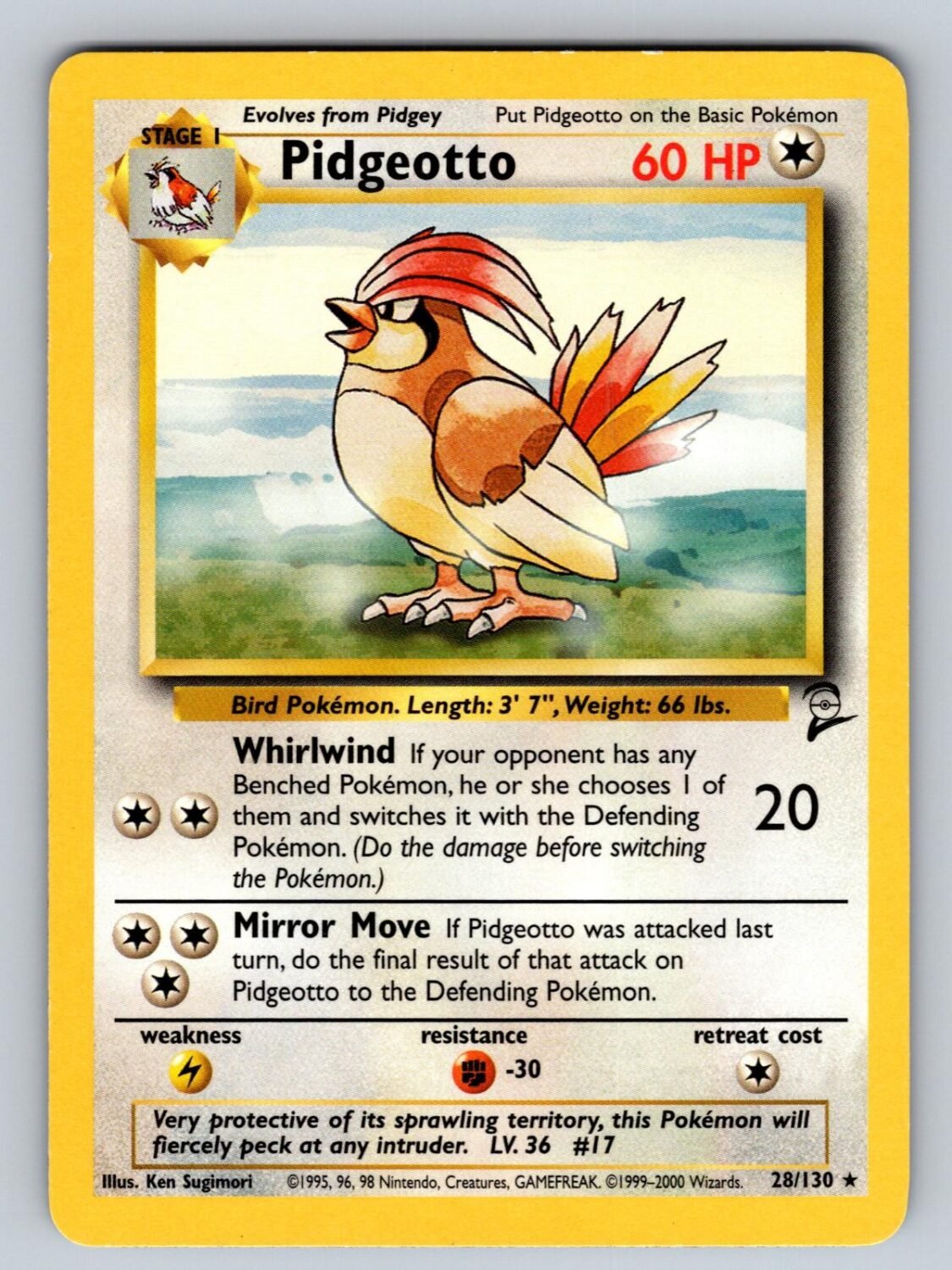 Pidgeotto 28/130 LP Base Set 2 R Pokemon T01144