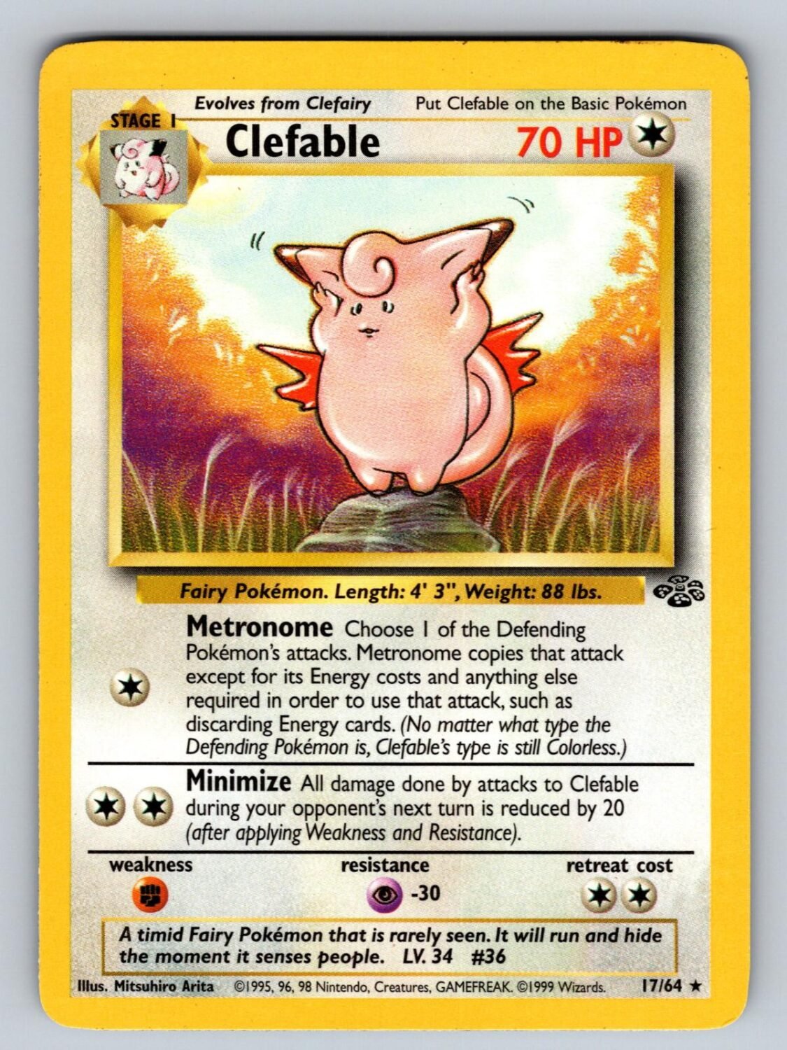 Clefable 17/64 NM/M Jungle R Pokemon Unlimited T01139