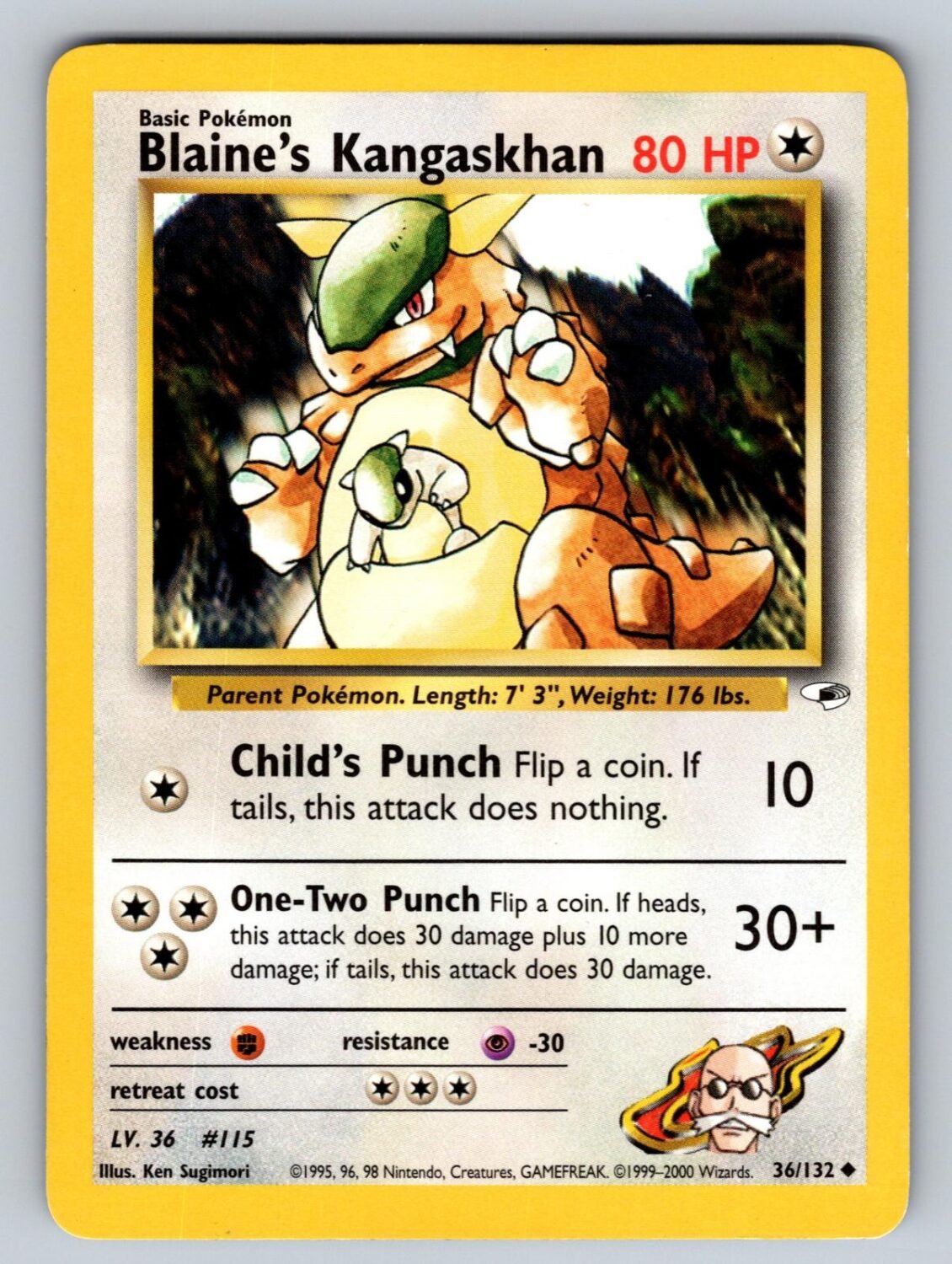 Blaine's Kangaskhan 36/132 NM/M Gym Heroes UC Pokemon Unlimited T01079