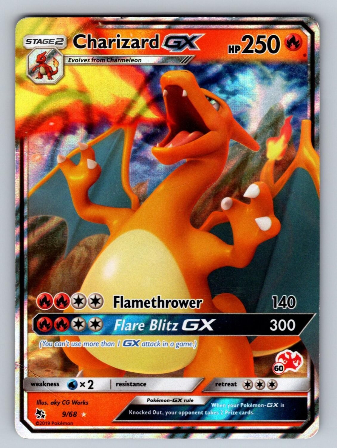 Charizard GX - 9/68 #60 Charizard Stamped 009/068 DMG Holo Battle Academy T03083