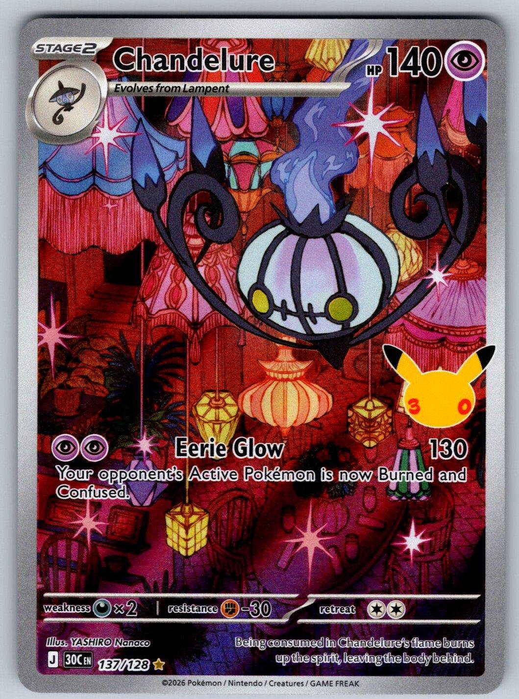 Chandelure 137/128 NM/M ME: 30th Celebration IR Pokemon Holo T00492