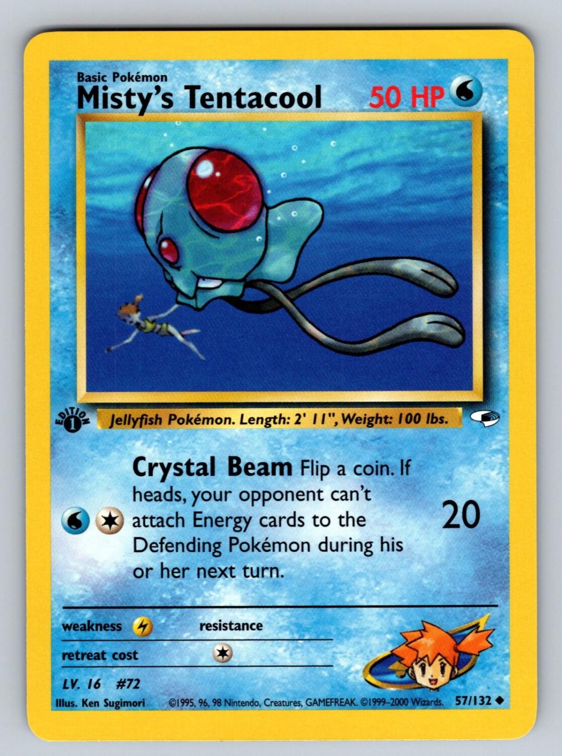 Misty's Tentacool 57/132 NM/M Gym Heroes UC Pokemon 1st Edition T01871