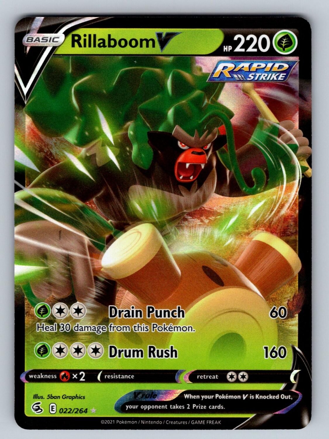 Rillaboom V 022/264 NM/M Holo Fusion Strike UR Pokemon T08186