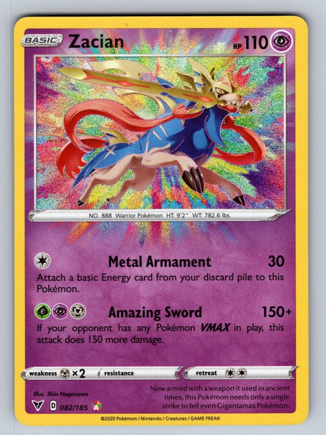 Zacian 082/185 NM/M Vivid Voltage Amazing Rare Pokemon Holo T08194