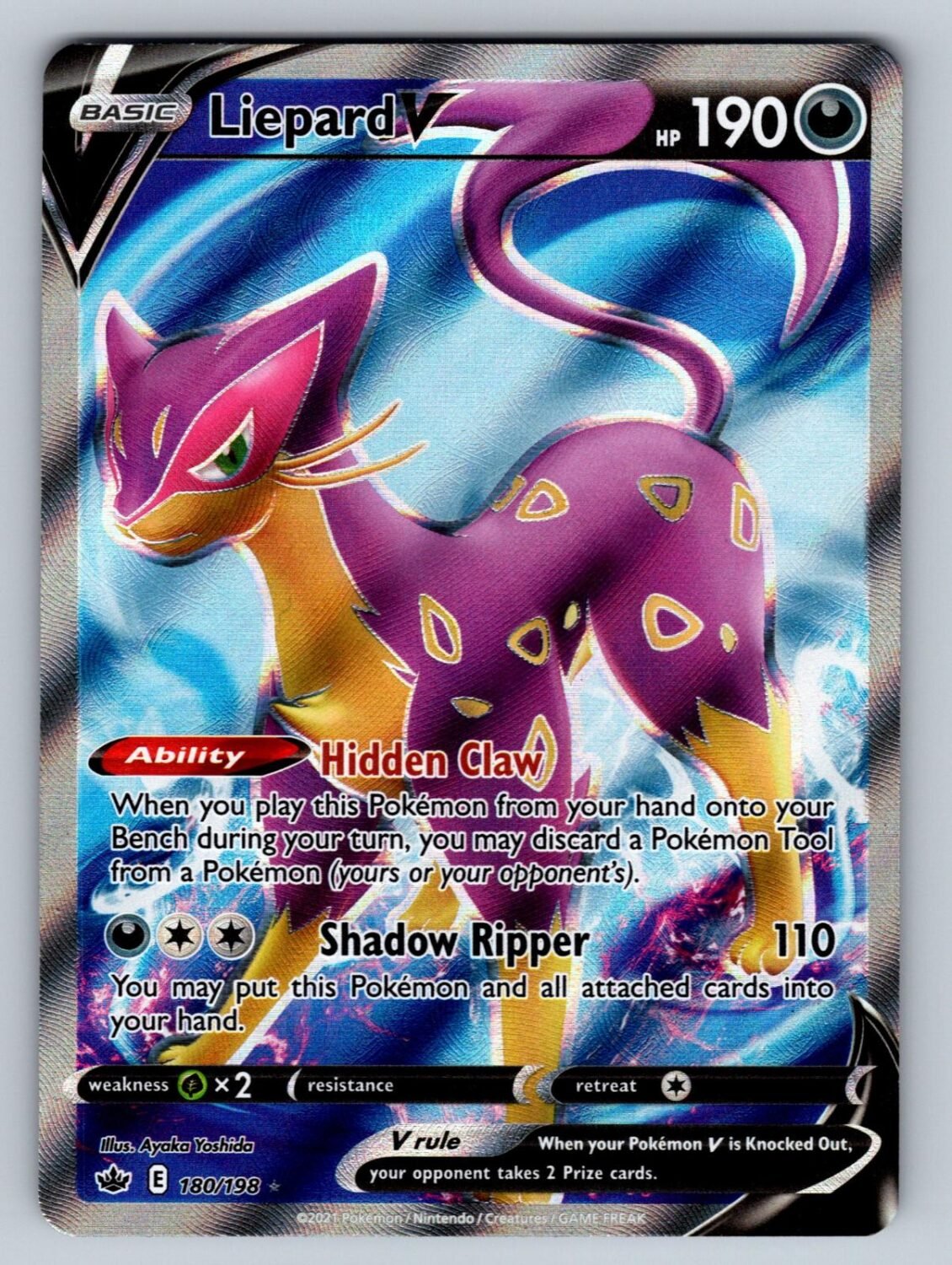 Liepard V 180/198 NM/M Chilling Reign UR Pokemon Holo T08189